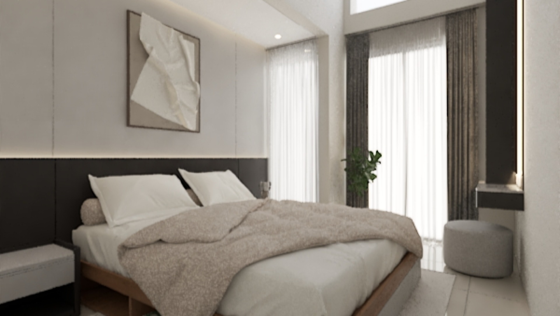 Interior Kamar Utama Minimalis Grand Pakuwon Surabaya: Solusi Cerdas Ruang Terbatas